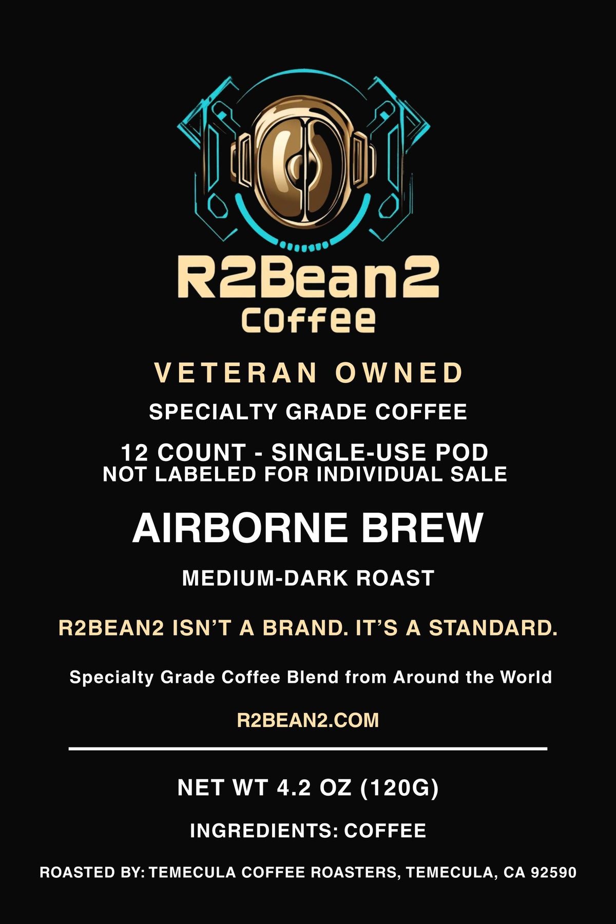 R2Bean2 Coffee Airborne Brew coffee cups 12 pack packaging and product detail