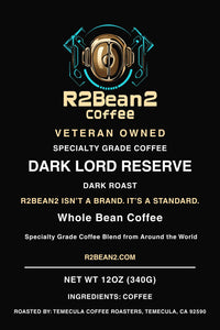 R2Bean2 Coffee Dark Lord Reserve dark roast 12oz six bean espresso blend, US range
