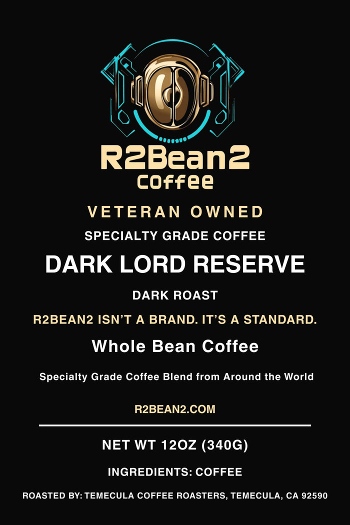 R2Bean2 Coffee Dark Lord Reserve dark roast 12oz six bean espresso blend, US range