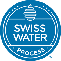 Swiss Water Process logo, the decaffeination method used for R2Bean2 Coffee Lights Out Decaf