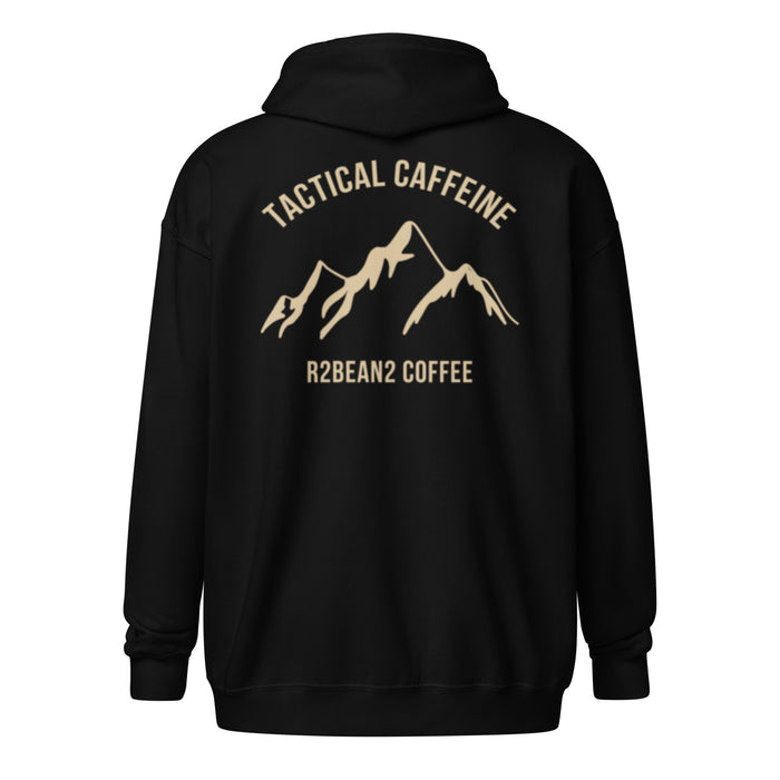 R2Bean2 Coffee Tactical Caffeine zip hoodie, veteran owned UK speciality coffee brand apparel