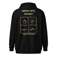 R2Bean2 Coffee Brew Ops Ready zip hoodie, veteran owned UK speciality coffee brand apparel