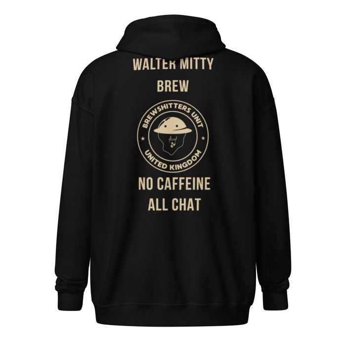 R2Bean2 Coffee Walter Mitty Brew zip hoodie, veteran owned UK speciality coffee brand apparel