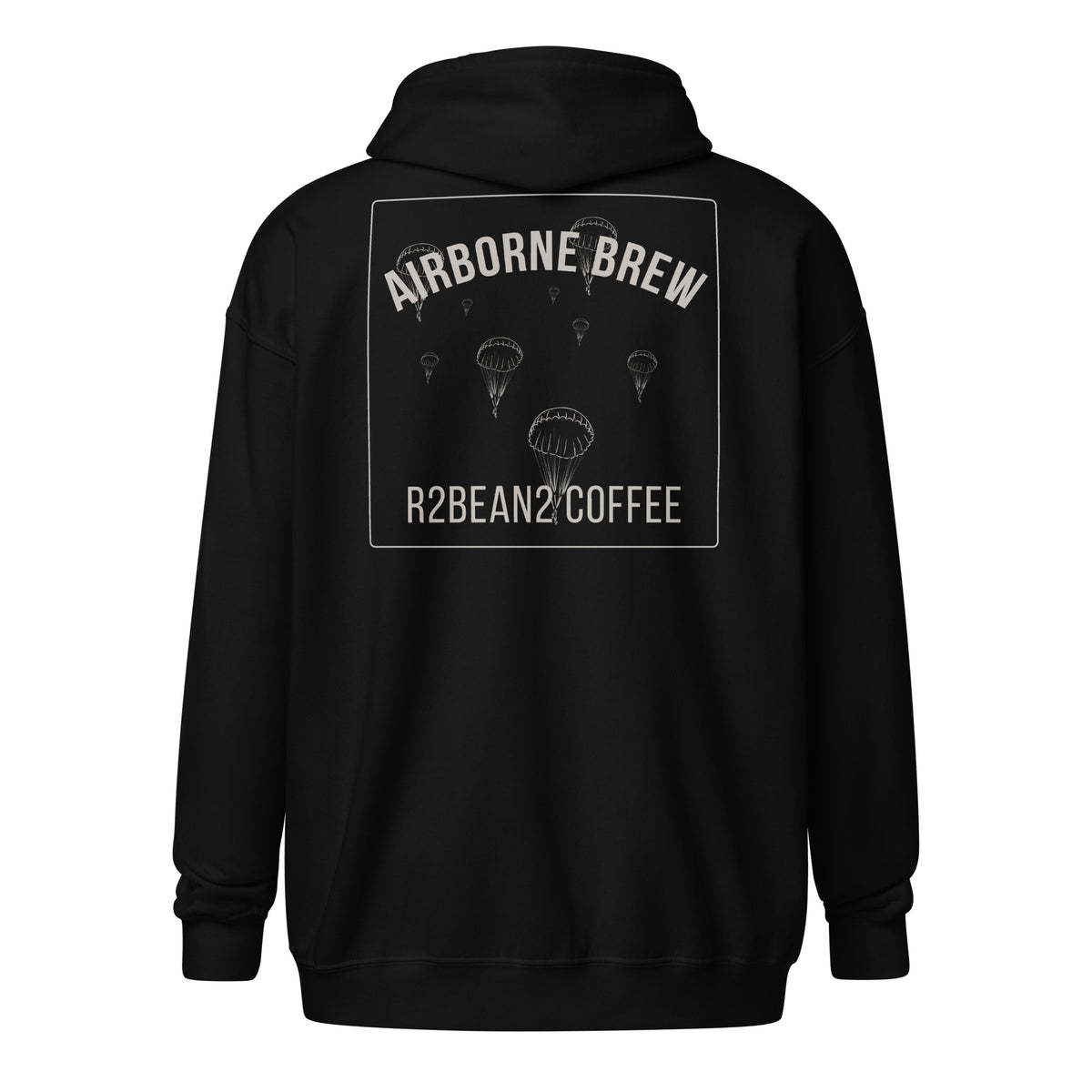 R2Bean2 Coffee Airborne Brew Para Drop zip hoodie, vintage WWII parachute drop artwork