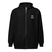 R2Bean2 Coffee Airborne Brew GPMG zip hoodie, paratrooper GPMG gunner artwork with parachutes overhead