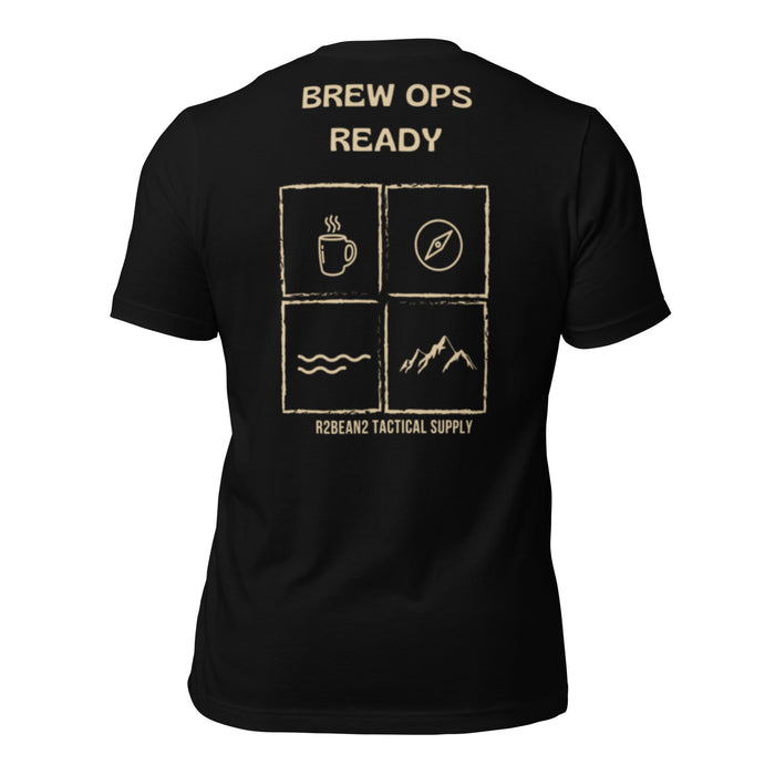 R2Bean2 Coffee Brew Ops Ready t-shirt, veteran owned UK speciality coffee brand apparel