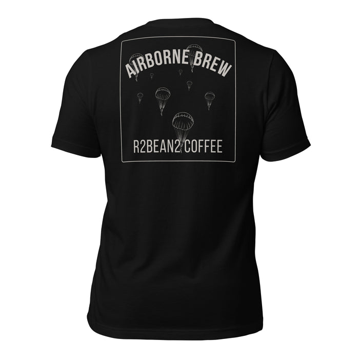 R2Bean2 Coffee Airborne Brew Para Drop t-shirt, vintage WWII parachute drop artwork