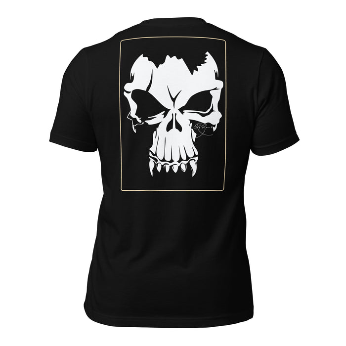 R2Bean2 Coffee Dead Set t-shirt, high contrast skull artwork, veteran owned UK coffee brand