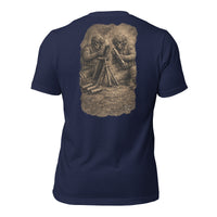 R2Bean2 Coffee Fire for Effect t-shirt, artwork of two operators on a mortar